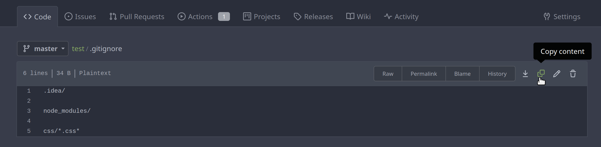 Content copy button