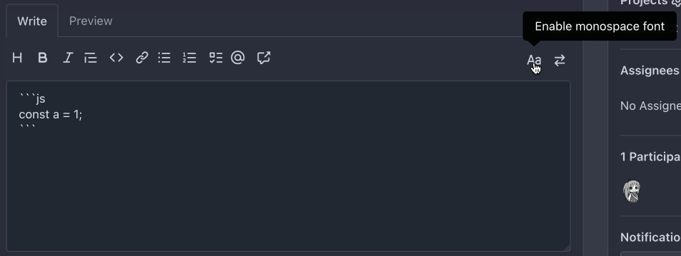 hovering on the "switch font" button