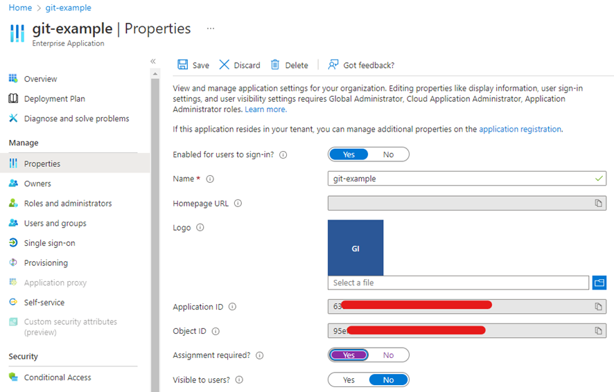 Azure screenshot enabling assignment requirement