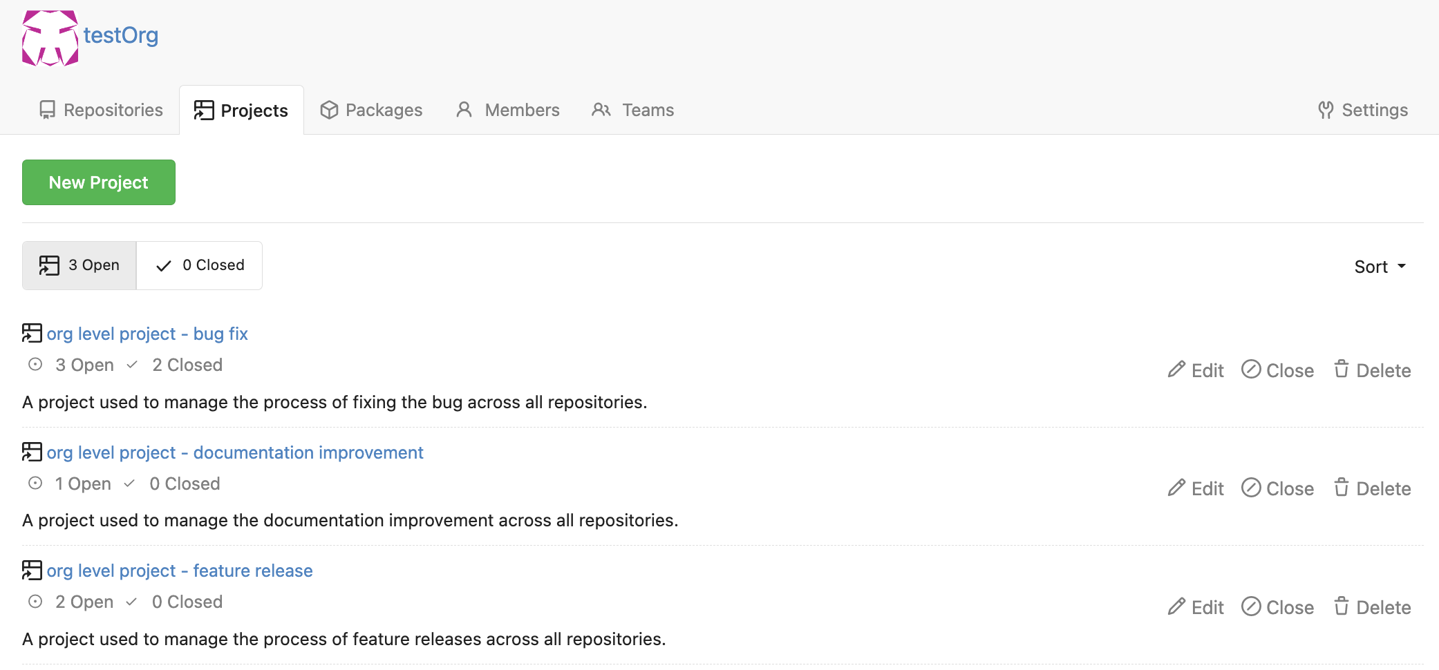 project list